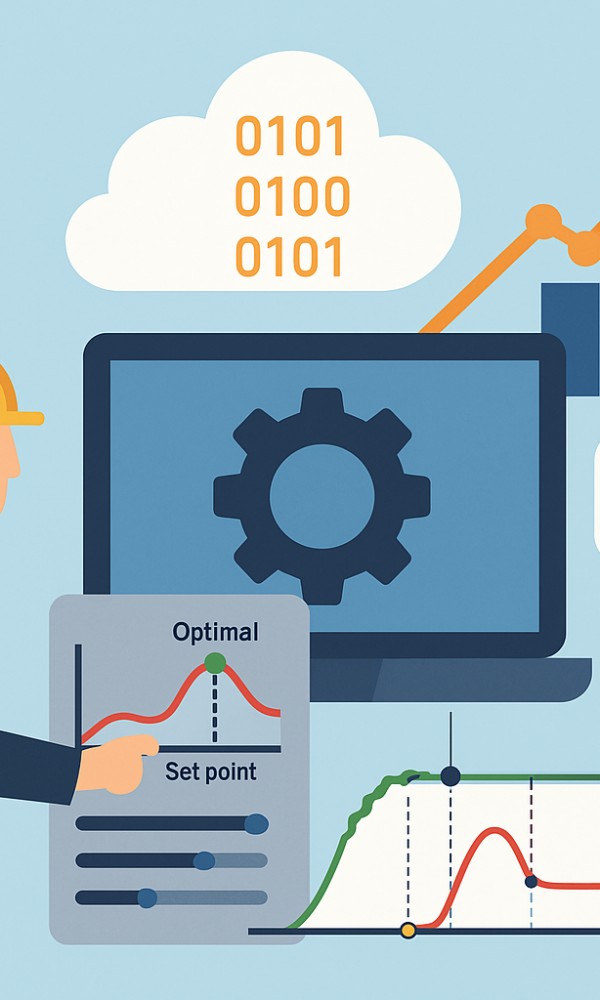 نمایی از تولید هوشمند با استفاده از اتوماسیون صنعتی، کلود، داده‌های زنده و الگوریتم‌های تصمیم‌گیری لحظه‌ای 